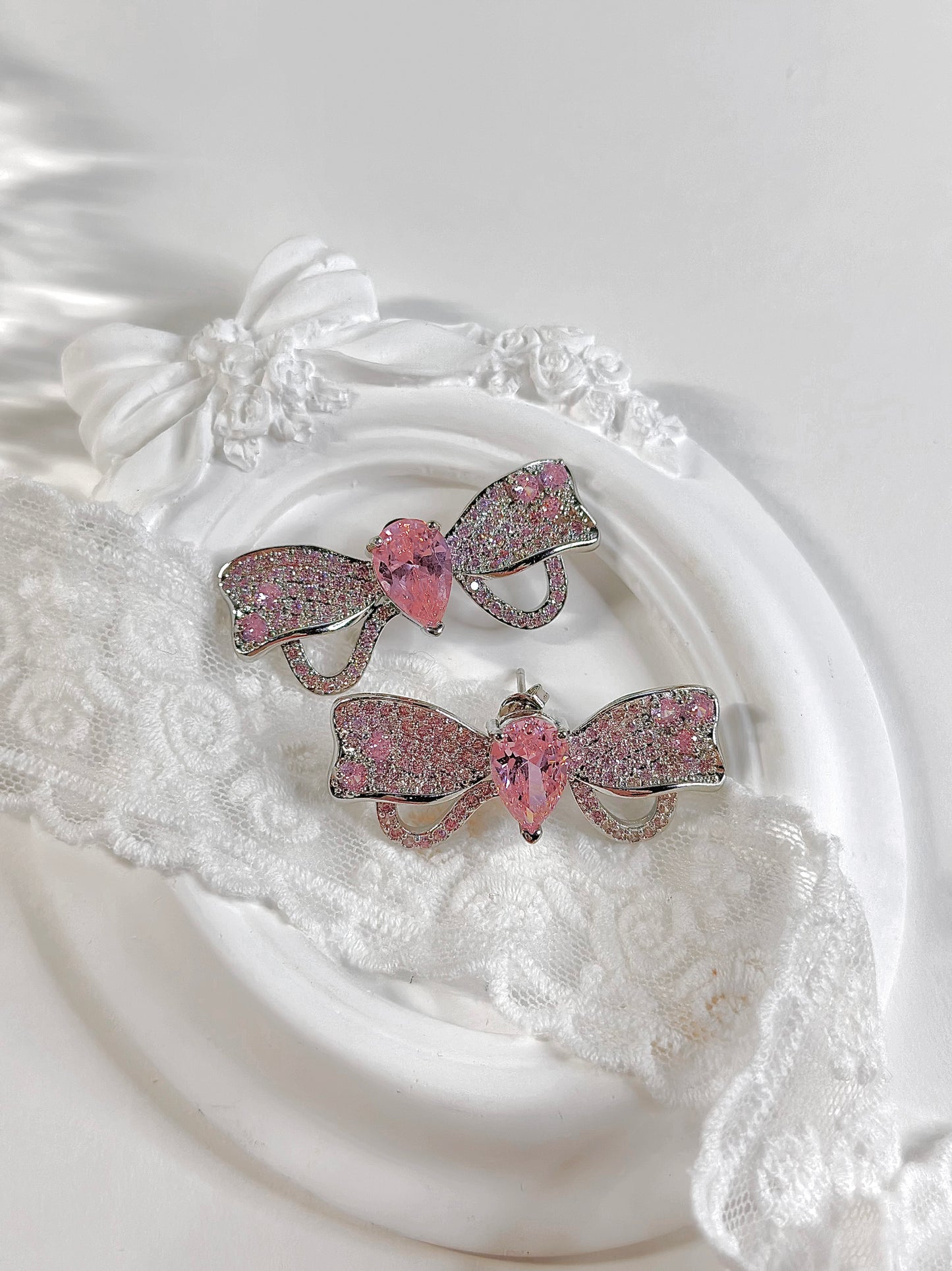 Pink Bow Luxury Stud Earrings