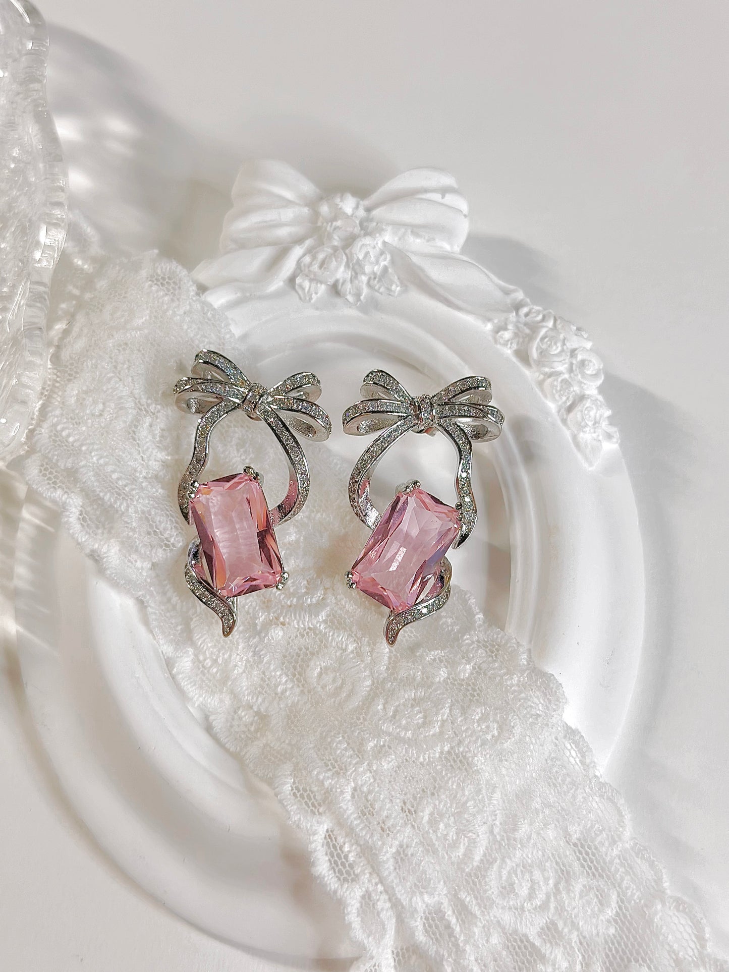 Pink Bow Gift Luxury Stud Earrings