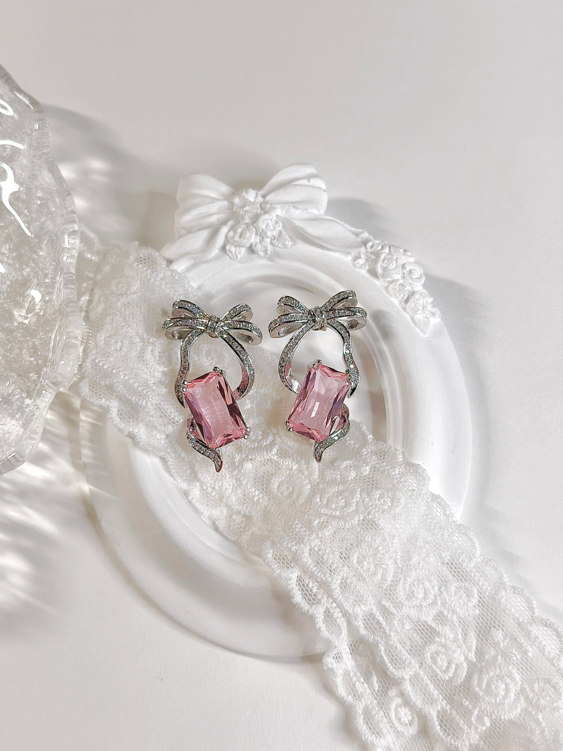 Pink Bow Gift Luxury Stud Earrings