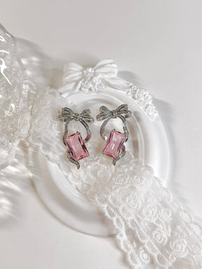 Pink Bow Gift Luxury Stud Earrings