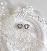 Pink Small Heart Stud Earrings