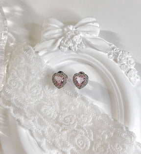 Pink Small Heart Stud Earrings