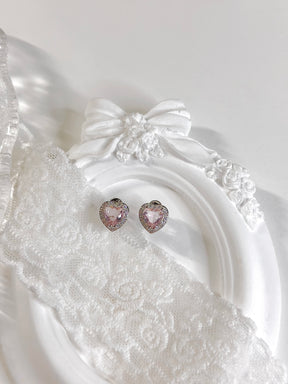 Pink Small Heart Stud Earrings