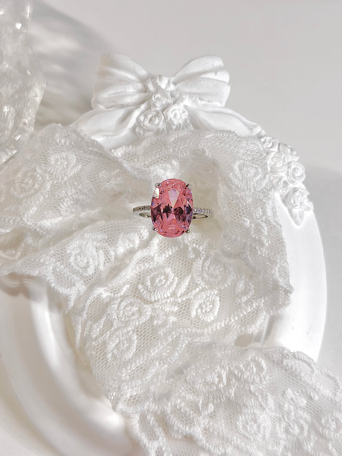 Minimalist Geometric Vintage Pink Ring