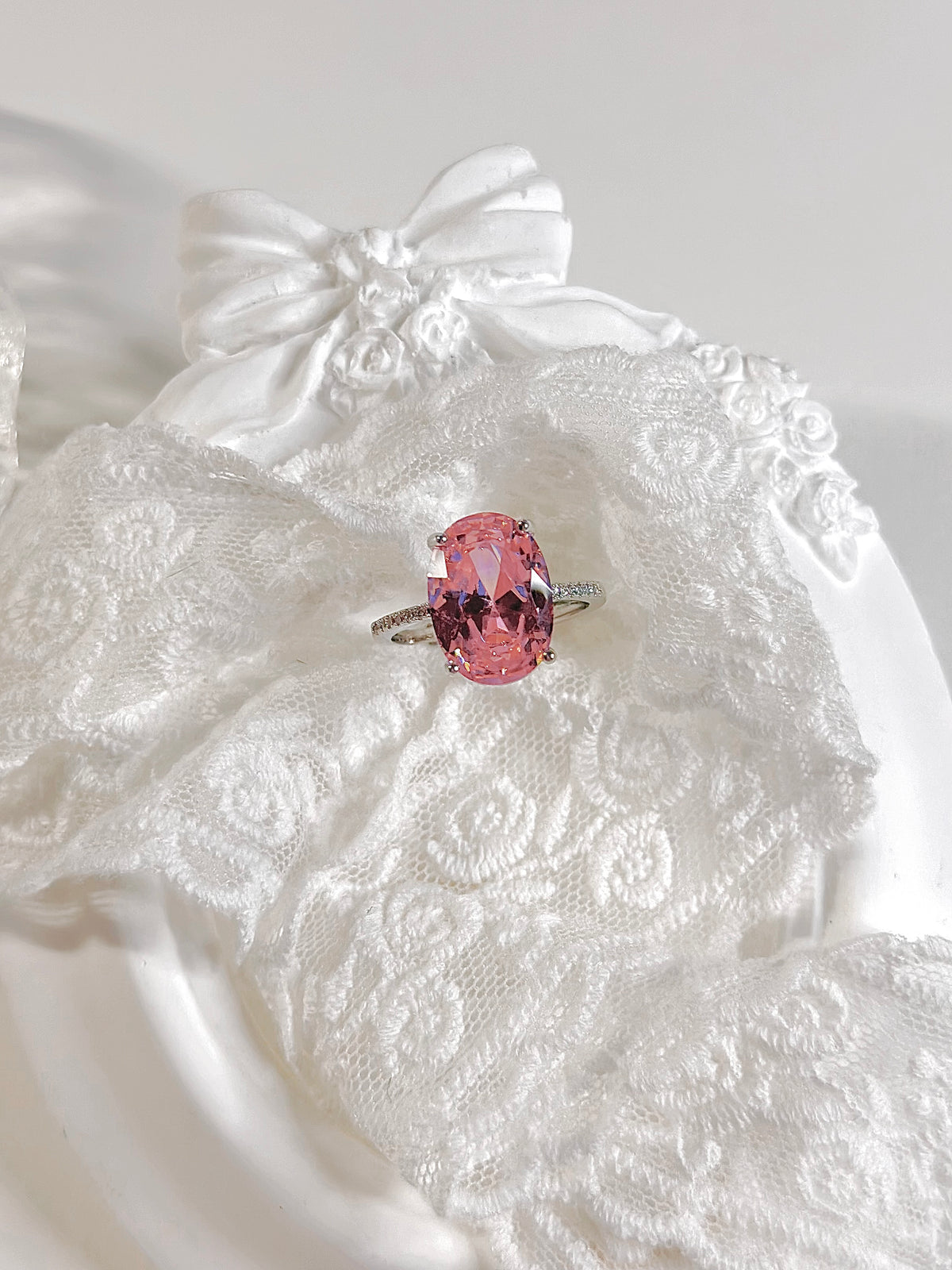 Minimalist Geometric Vintage Pink Ring