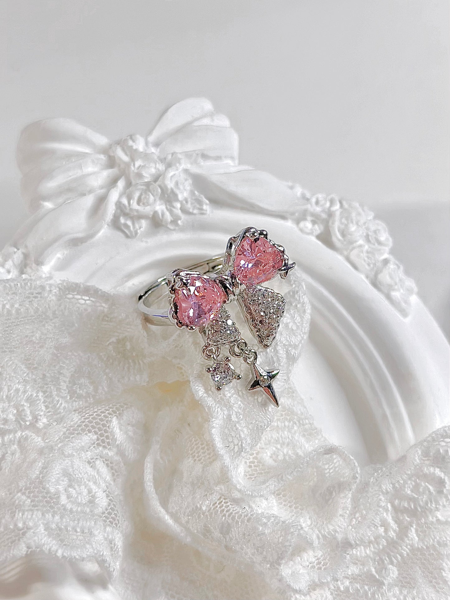 Luxury Cute Pink Bow Ring