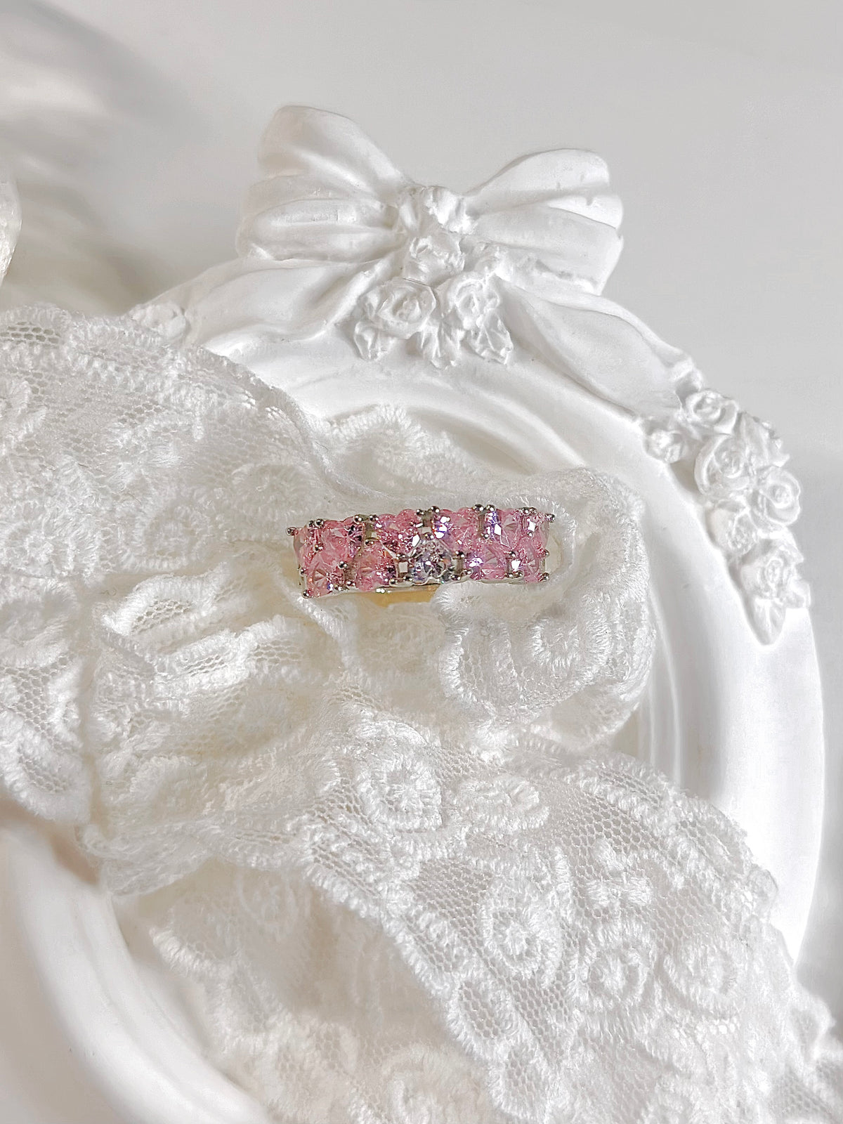 Luxury Vintage Pink Heart Ring V1