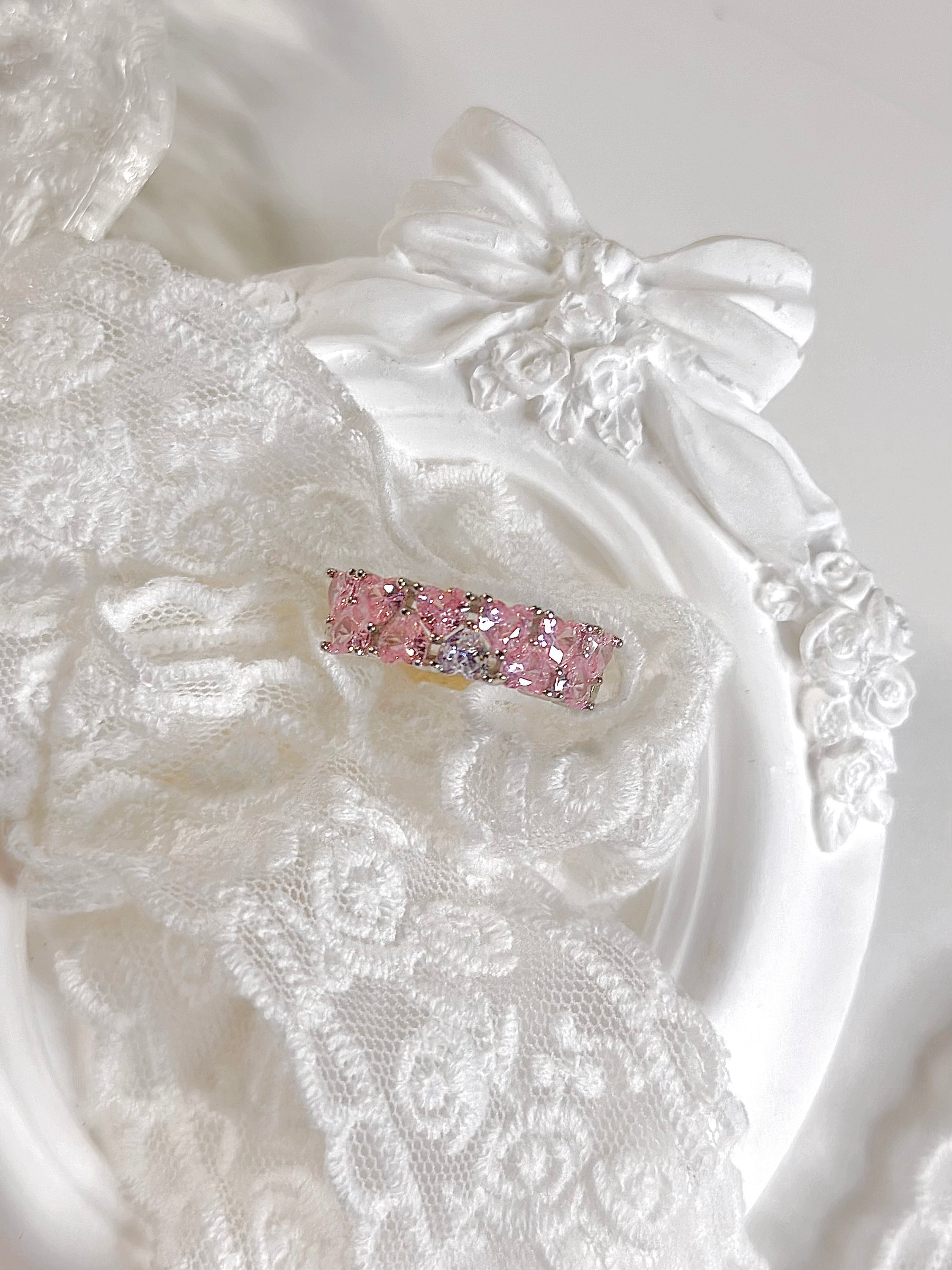 Luxury Vintage Pink Heart Ring V1