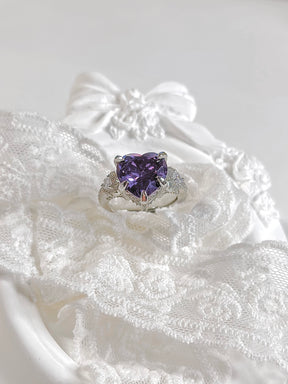 Luxury Vintage Purple Heart Ring