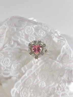 Luxury Vintage Pink Heart Pearl Ring