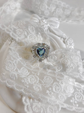 Luxury Vintage Blue Heart Pearl Ring