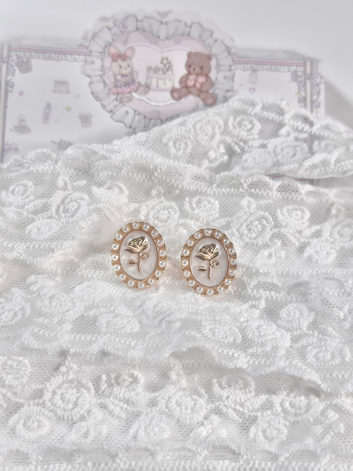 Vintage Rose Stud Earrings