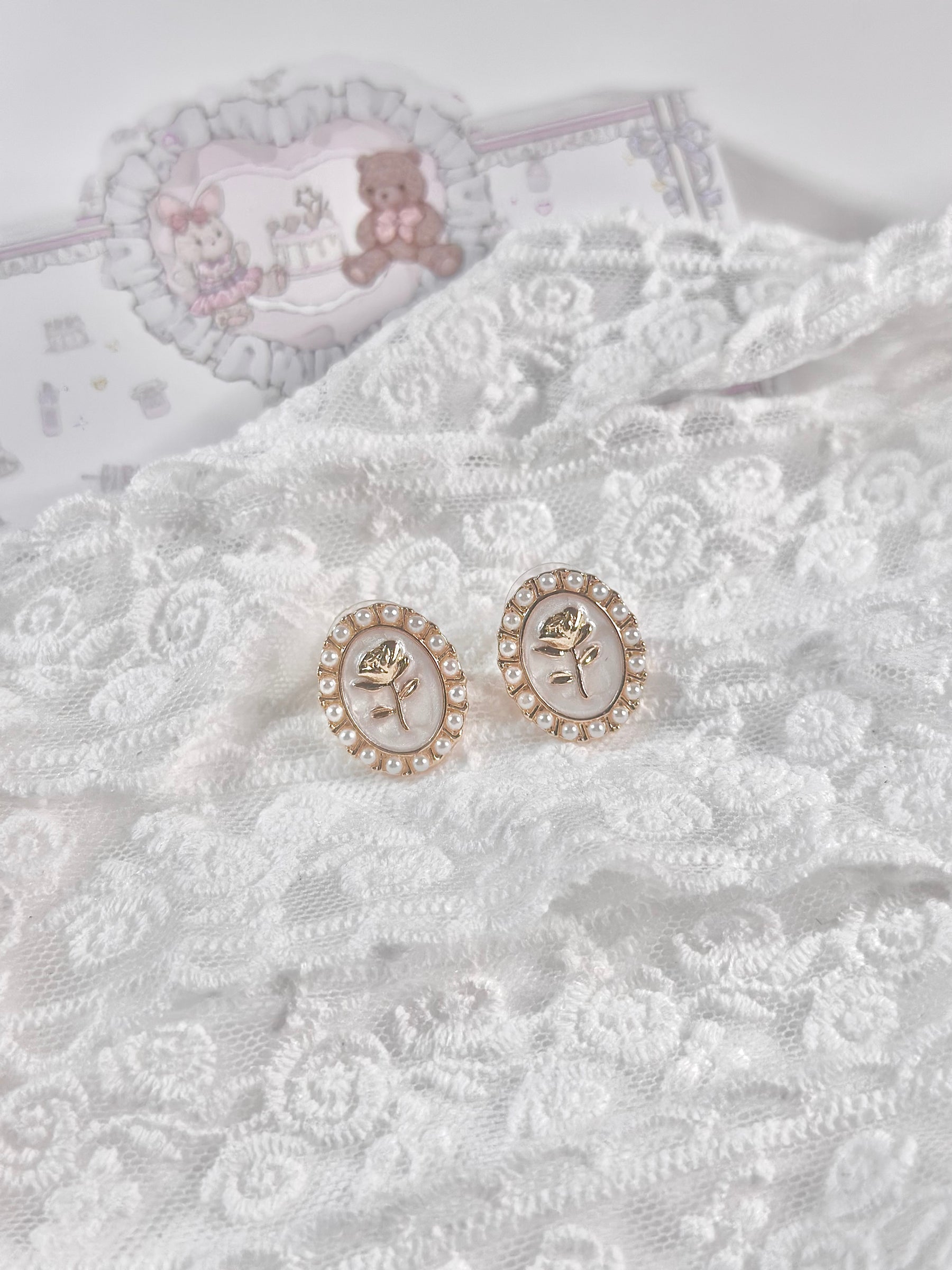 Vintage Rose Stud Earrings