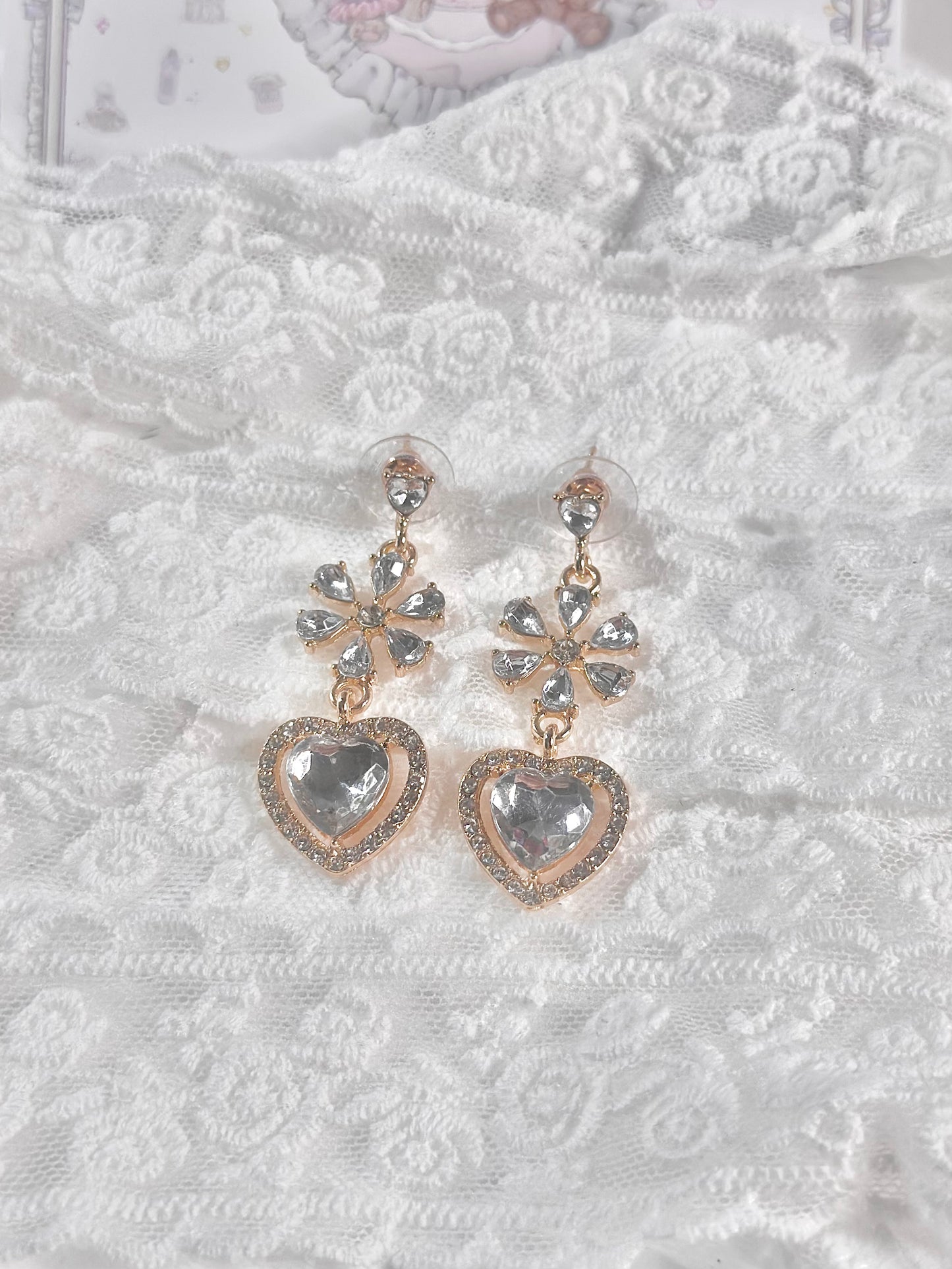 Gold Vintage Heart Stud Earrings