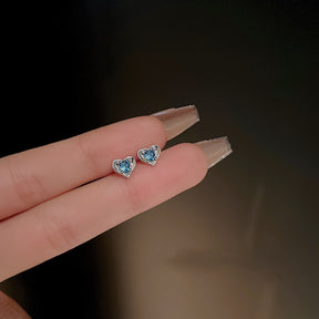 Silver Pink/White/Blue Heart Stud Earrings