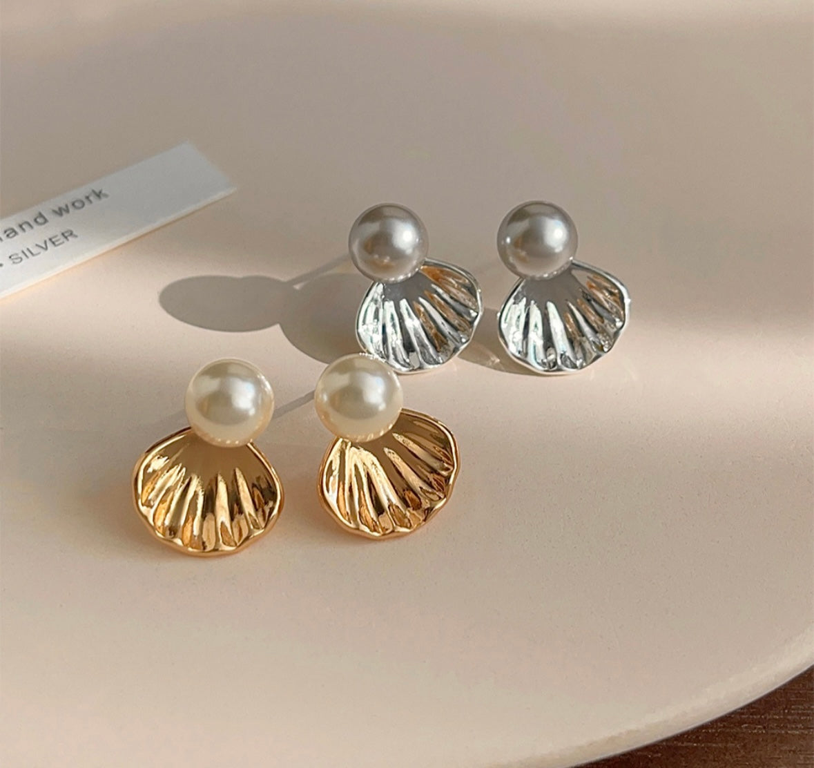 Vintage Gold/Silver Shell Minimalist Stud Earrings