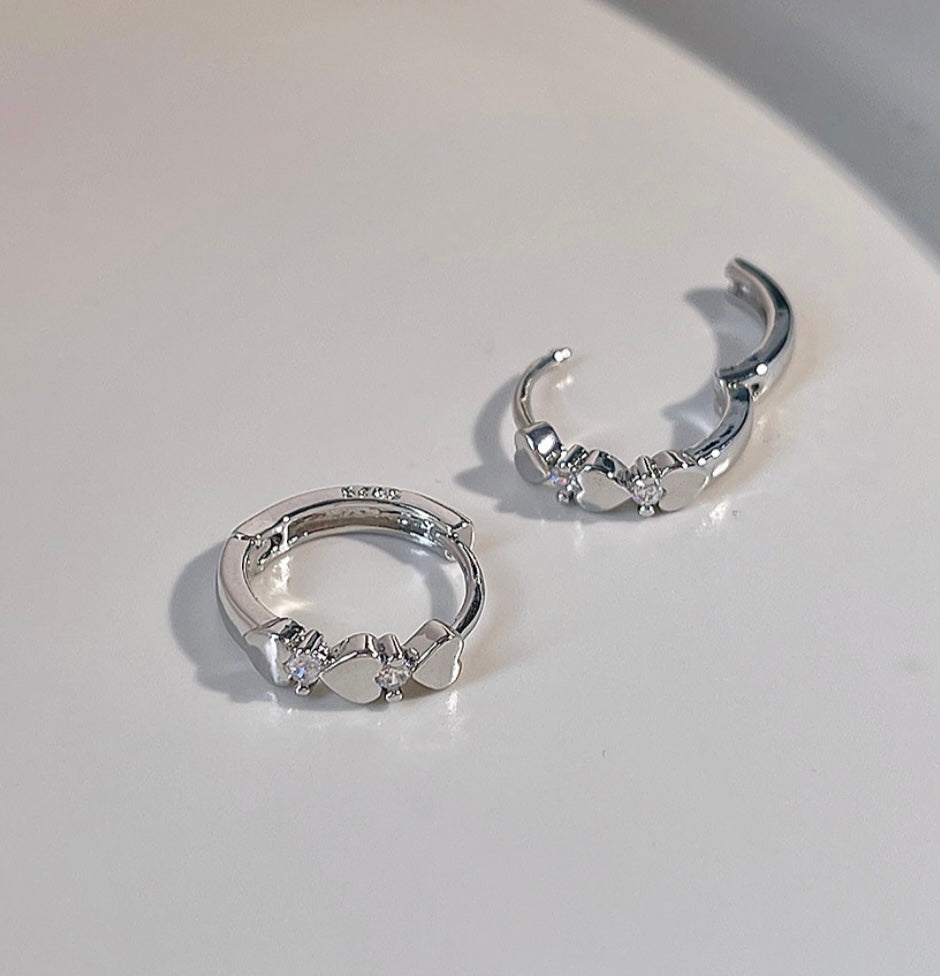 Silver Heart Stud Earrings