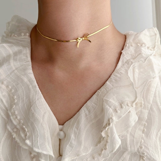 Vintage Bow Necklace Choker Jewelry