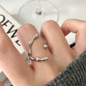 Silver ABS Baroque Pearls Irregular Ring