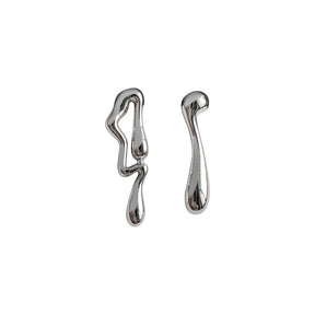 Silver Minimalist Irregular Stud Earrings