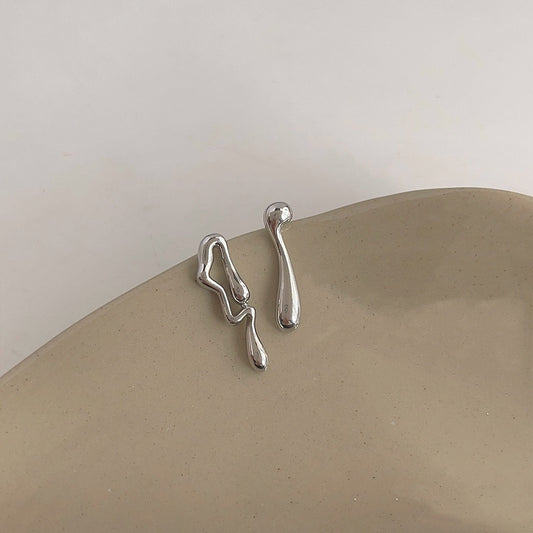 Silver Minimalist Irregular Stud Earrings