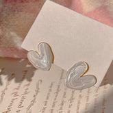 Vintage Gold Minimalist Heart Stud Earrings