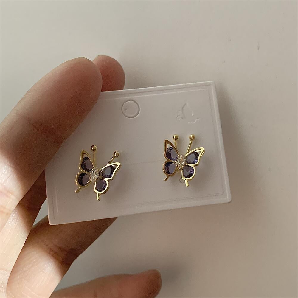 Vintage Gold Small Butterfly Stud Earrings