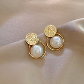 Gold Pearl Stud Earrings