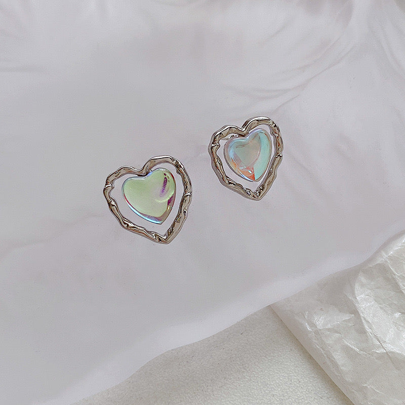 Silver Small Heart Stud Earrings