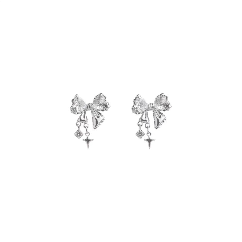 Silver Bow Stud Earrings P2