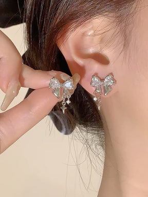 Silver Bow Stud Earrings P2