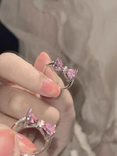 Y2k Silver Pink Bow Ring