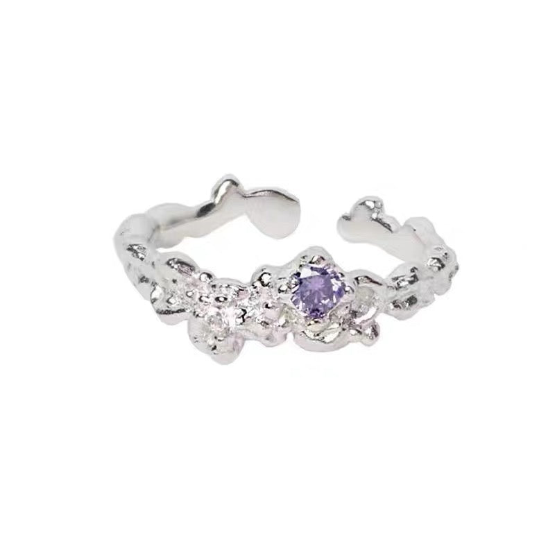 Y2k White Silver Purple Ring