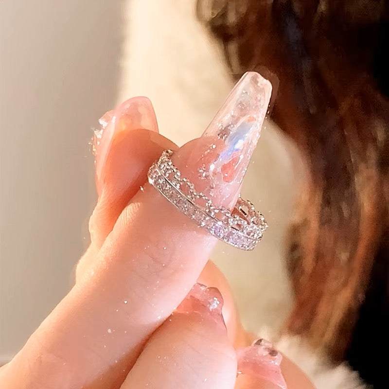 Y2k Silver Pink Heart Ring