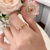 Vintage Gold Pink Heart Ring