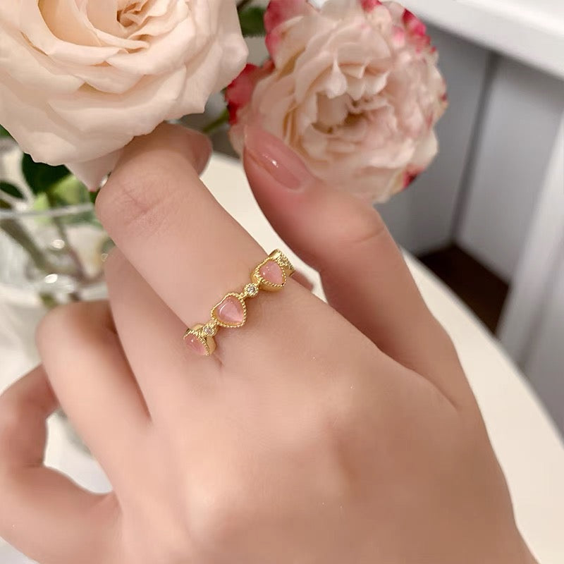 Vintage Gold Pink Heart Ring