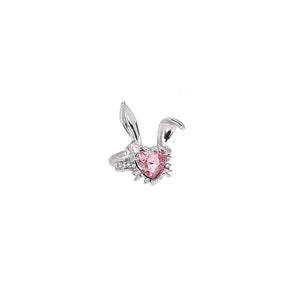 Y2k Silver Pink Rabbit Ring