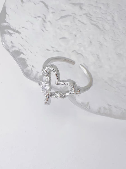 Y2k Silver Heart Ring