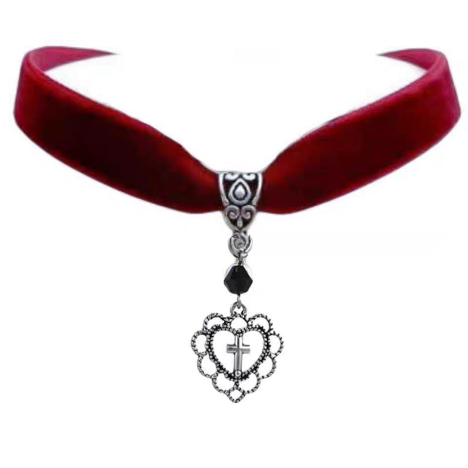 Black/Red Heart Velvet Gothic Choker/Necklace