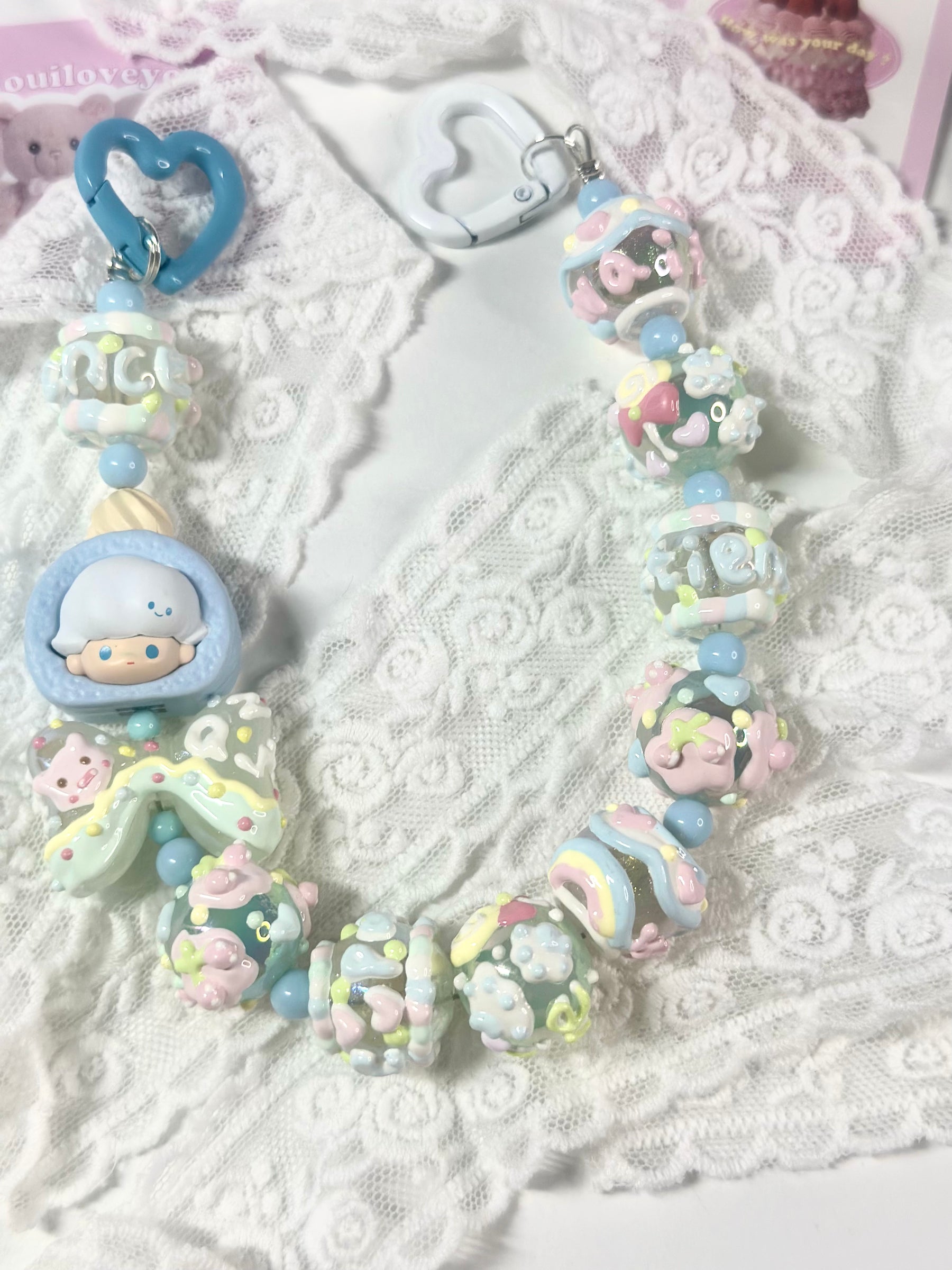 Unique Artistic Creation! Hand-Painted Beads Cute Phone Charm/Key Charm P26