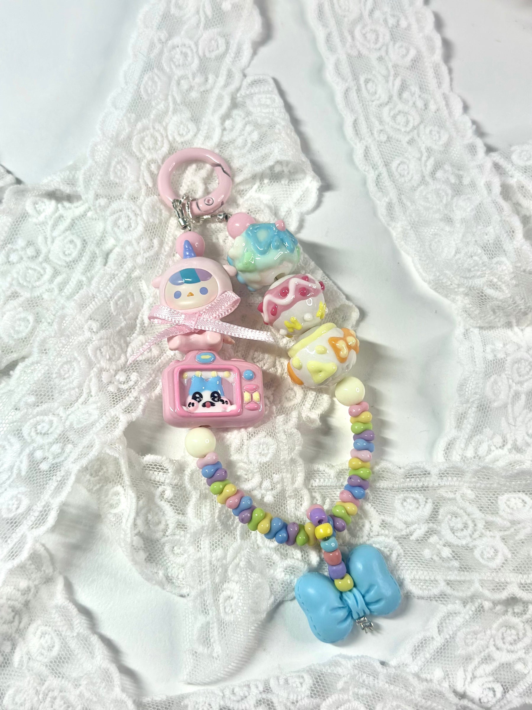 Unique Artistic Creation! Hand-Painted Beads Cute Phone Charm/Key Charm P13