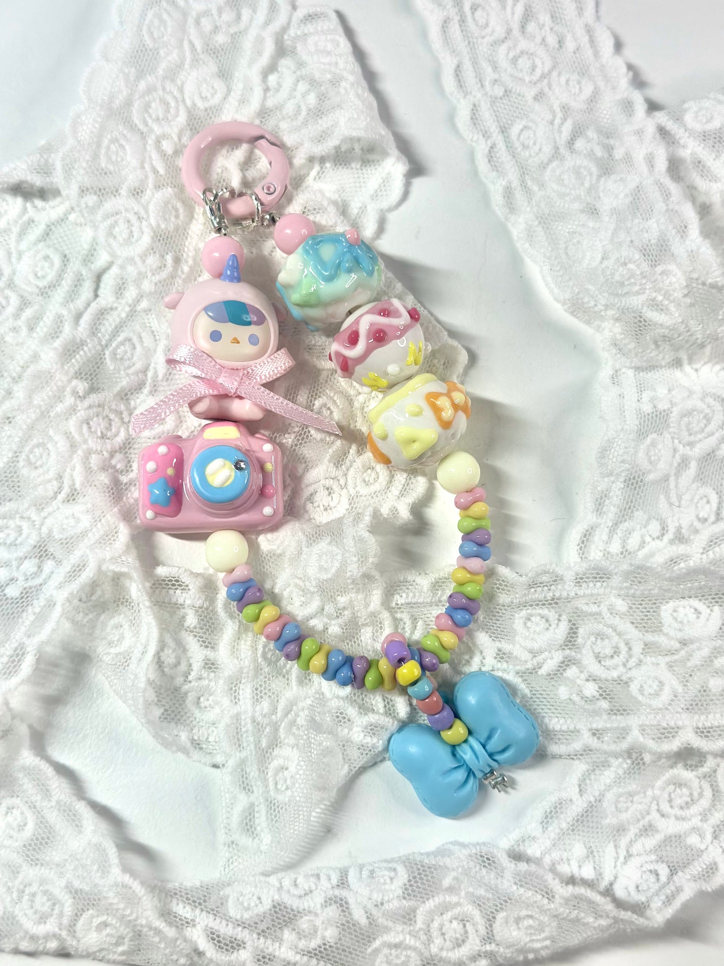 Unique Artistic Creation! Hand-Painted Beads Cute Phone Charm/Key Charm P13