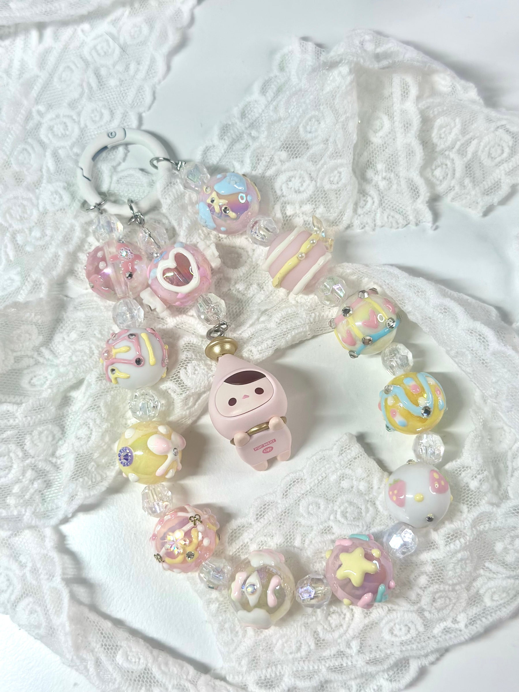 Unique Artistic Creation! Hand-Painted Beads Cute Phone Charm/Key Charm P10