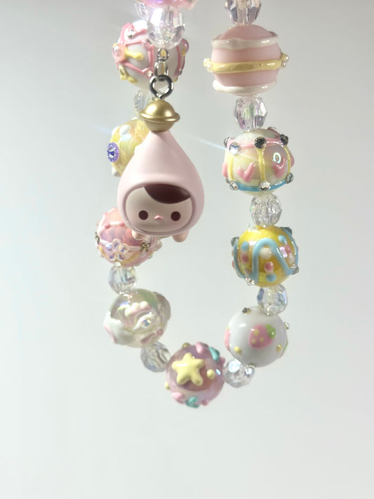 Unique Artistic Creation! Hand-Painted Beads Cute Phone Charm/Key Charm P10