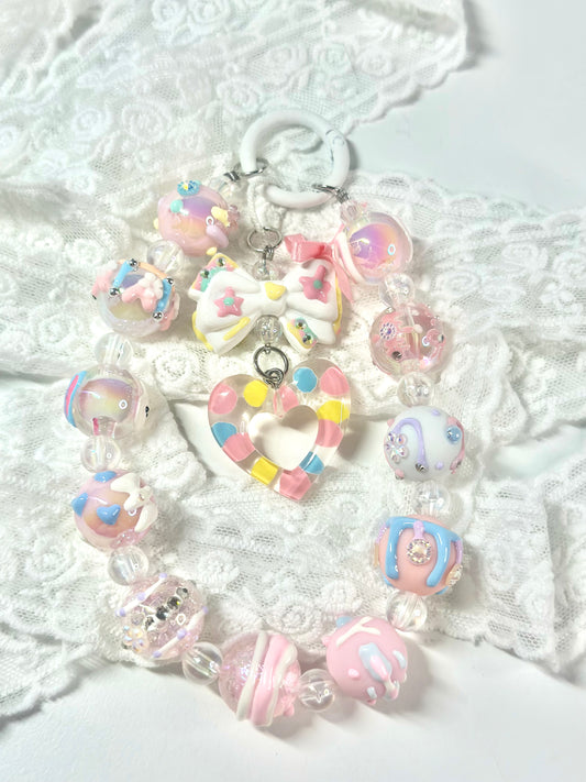 Unique Artistic Creation! Hand-Painted Beads Cute Phone Charm/Key Charm P4