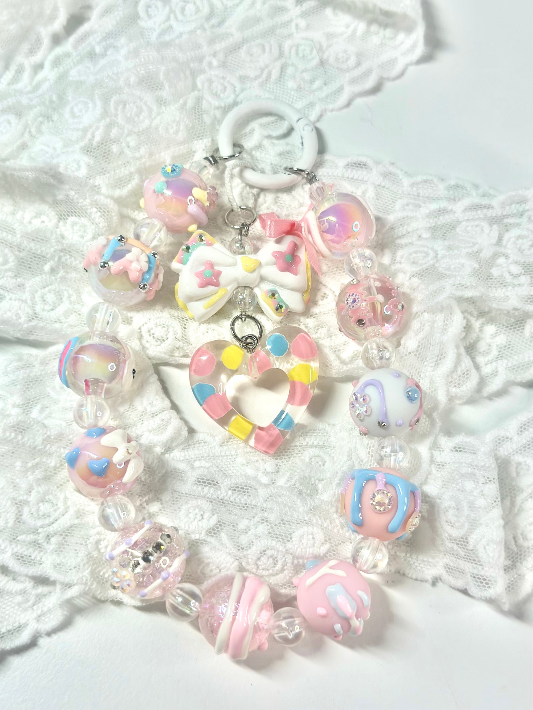 Unique Artistic Creation! Hand-Painted Beads Cute Phone Charm/Key Charm P4