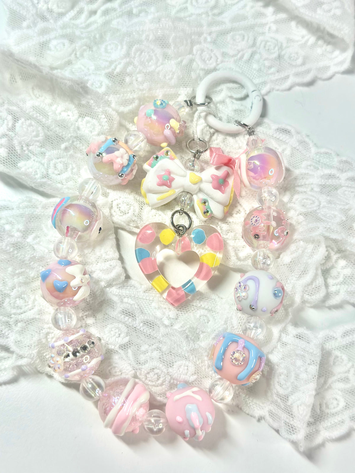 Unique Artistic Creation! Hand-Painted Beads Cute Phone Charm/Key Charm P4