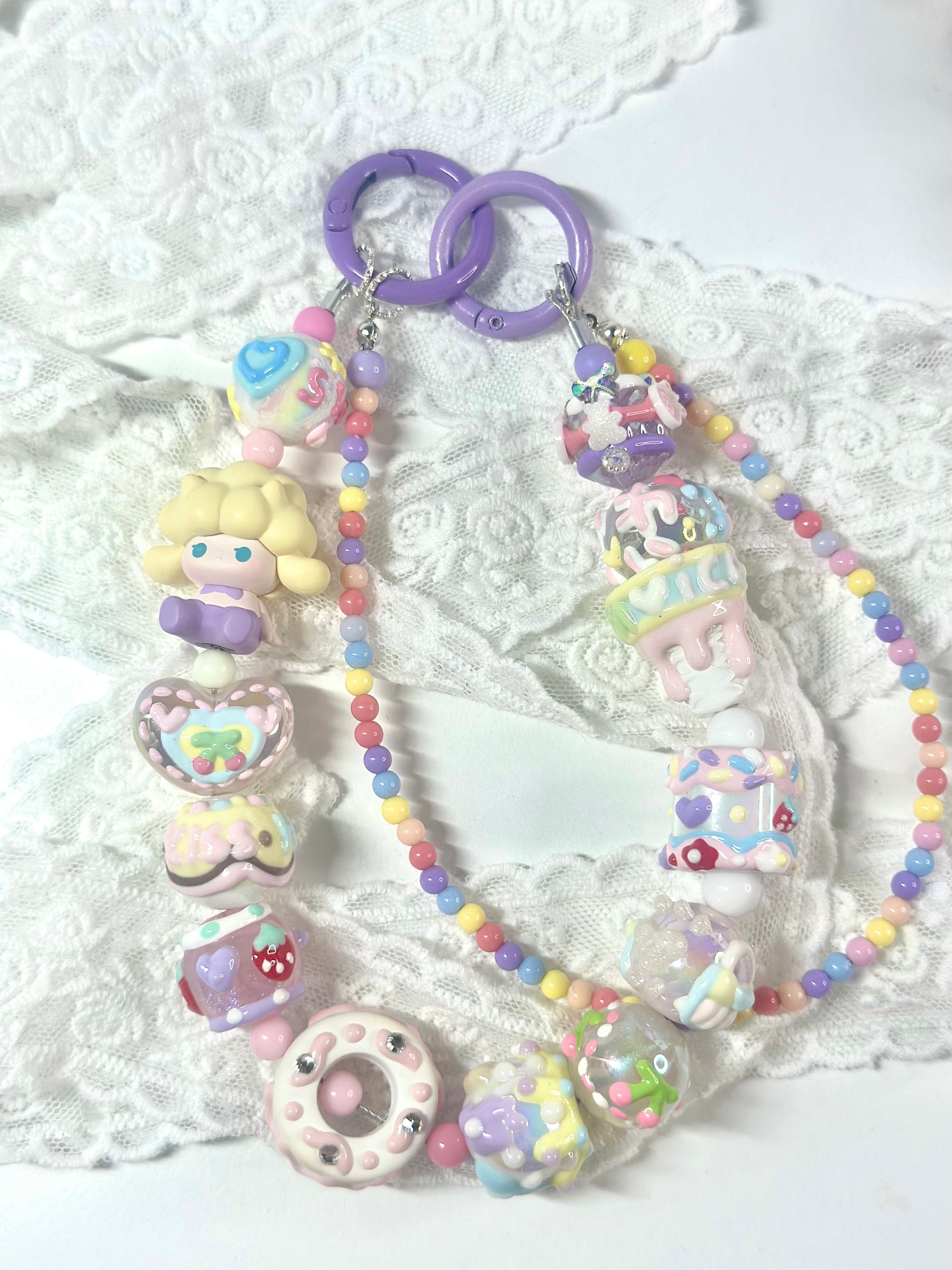 Unique Artistic Creation! Hand-Painted Beads Cute Phone Charm/Key Charm P35