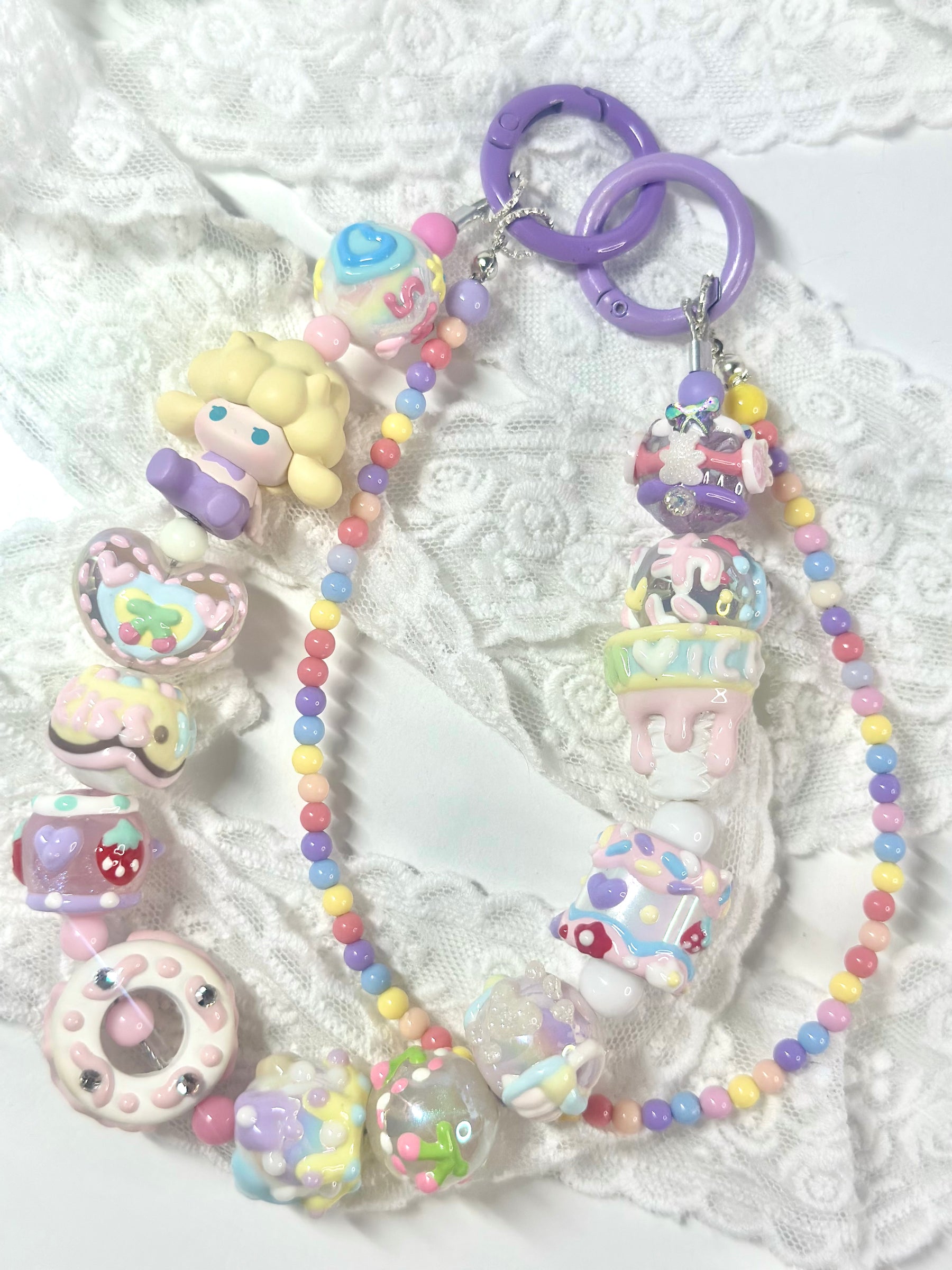 Unique Artistic Creation! Hand-Painted Beads Cute Phone Charm/Key Charm P35