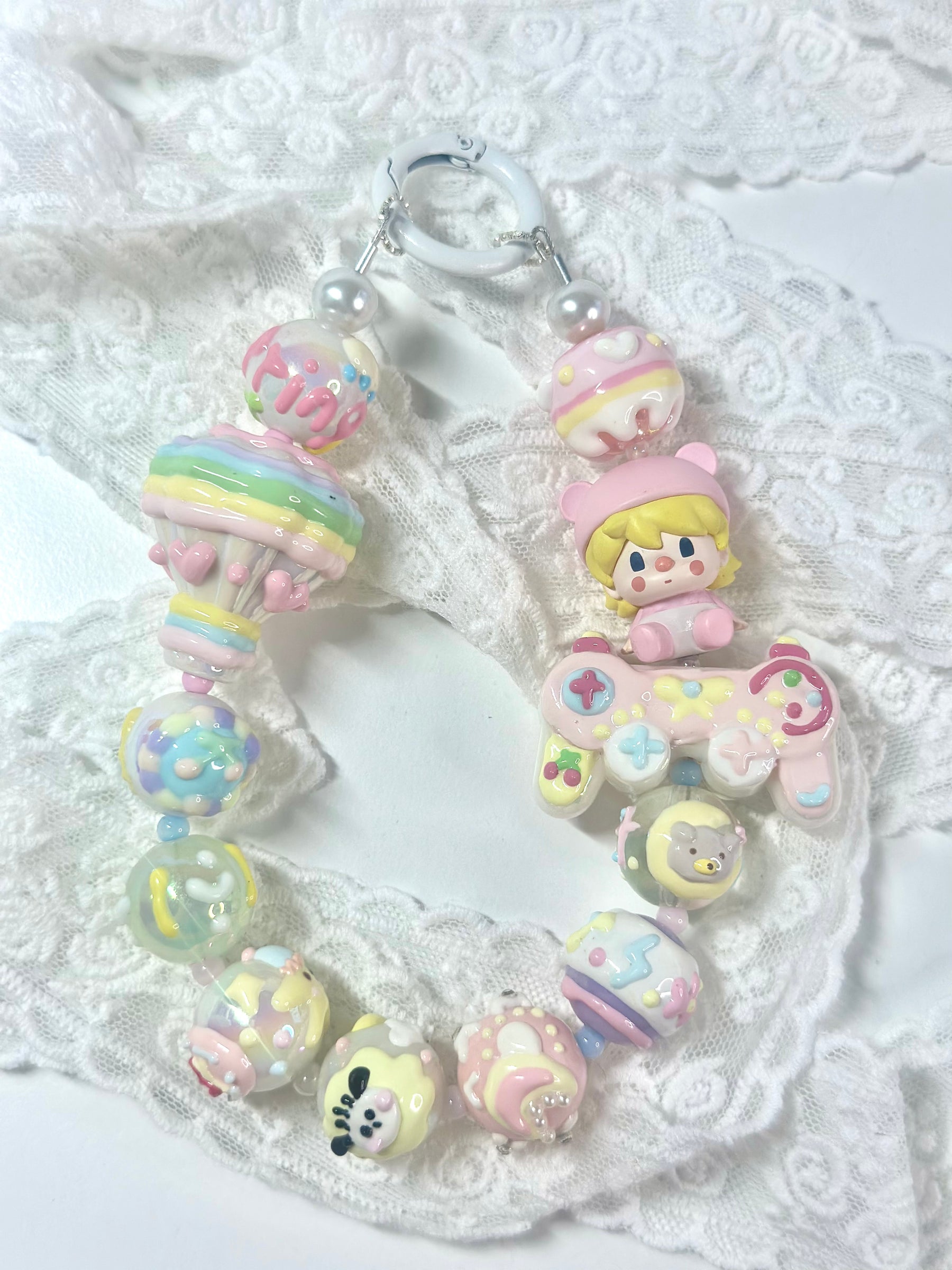 Unique Artistic Creation! Hand-Painted Beads Cute Phone Charm/Key Charm P20